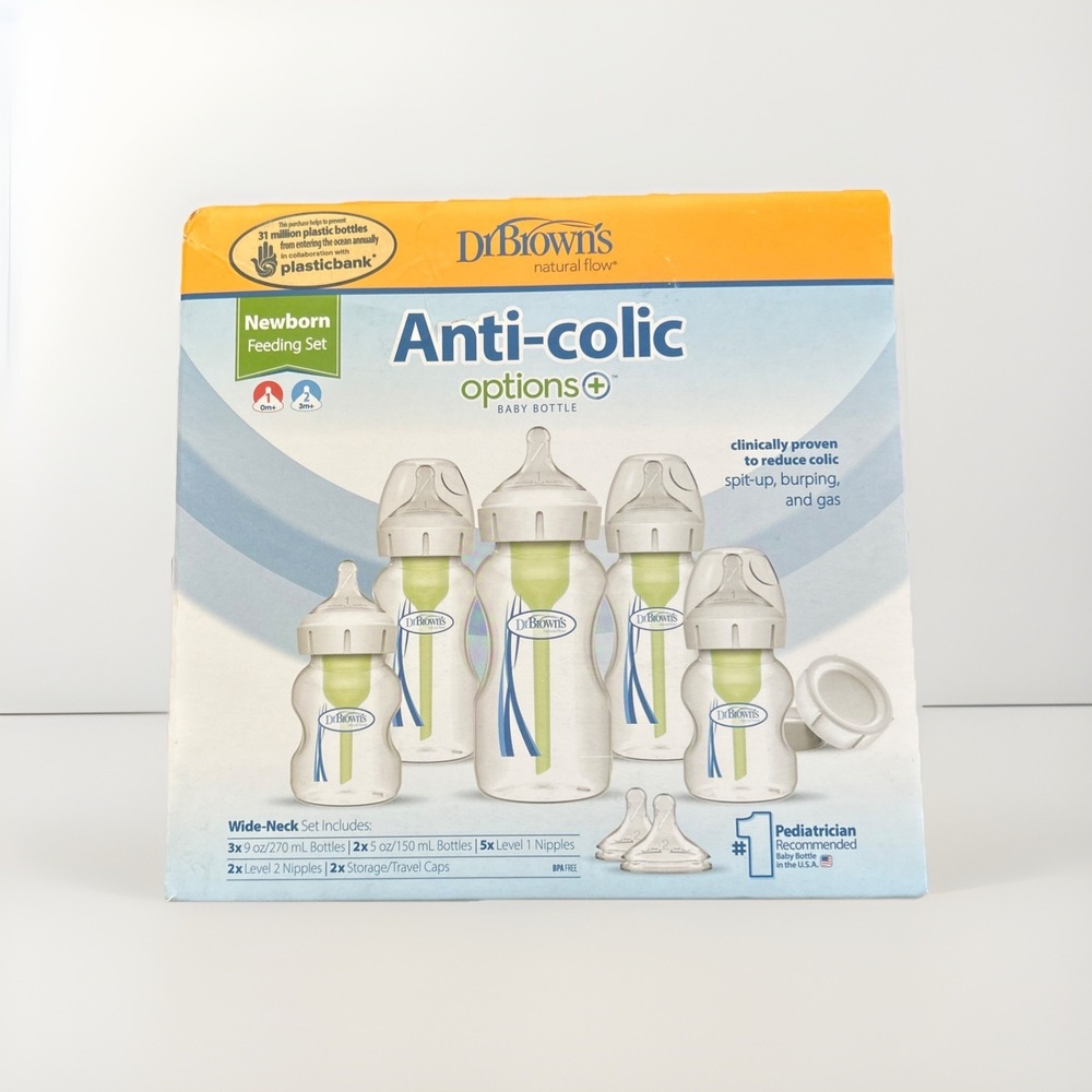 Dr. Brown's Options+ Wide-Neck Newborn Feeding Set WB09600 New
